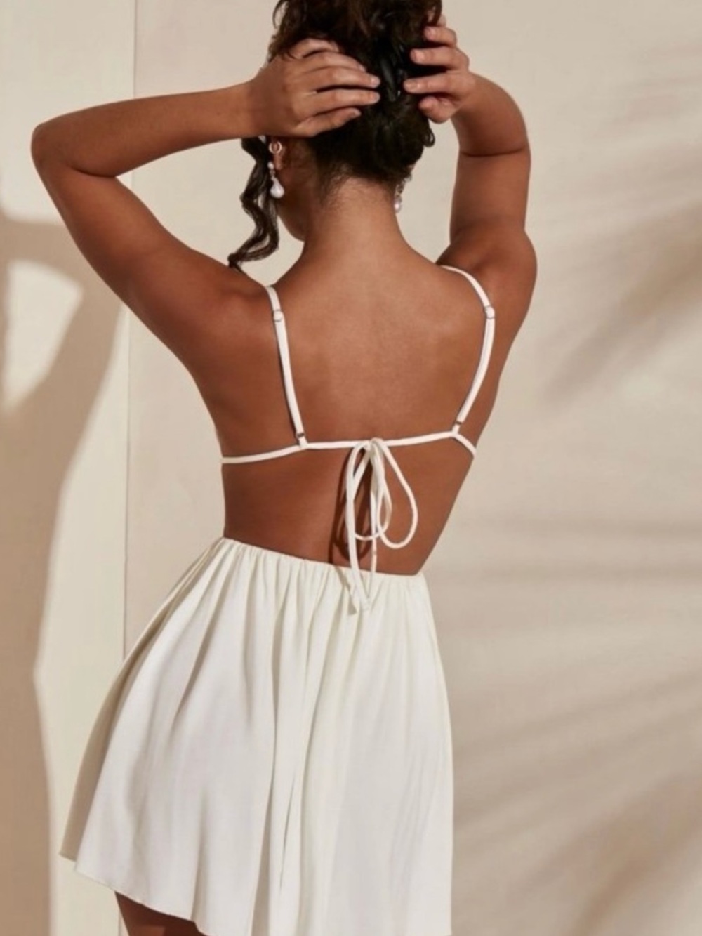 Oh Polly Halter Neck Backless Mini Dress in White - Picture 2 of 3